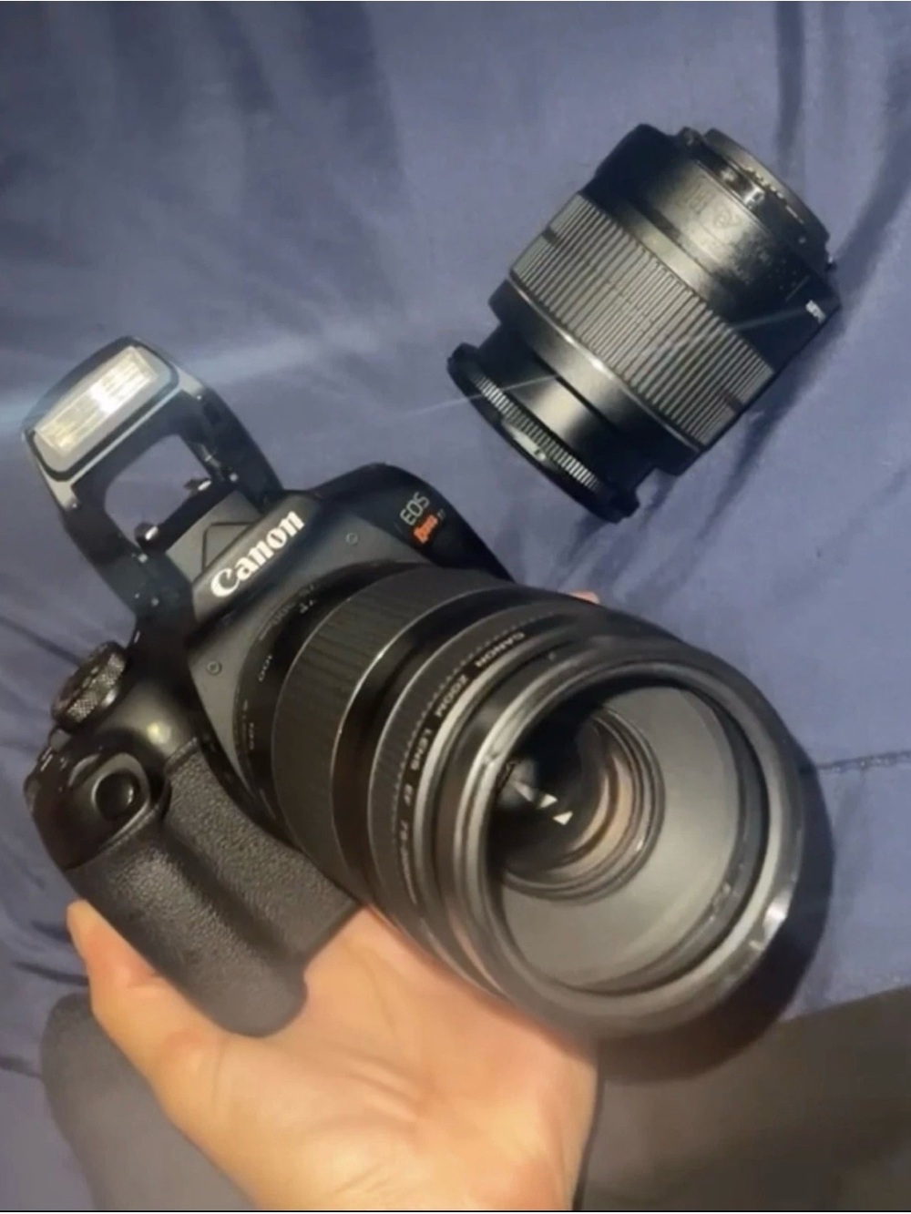 Canon DSLR Camera with Black Dual Lenses